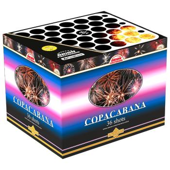 Copacabana, 36 Schuss, NEM: 412g, Kaliber: 26mm, Brenndauer ca. 30 Sekunden